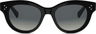 Celine 3 Dots 51mm Round Sunglasses in Shiny Black /Gradient Smoke at Nordstrom