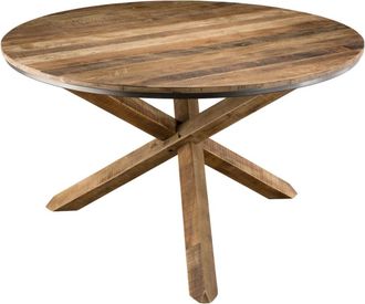 Macabane Mesa redonda de comedor de madera reciclada marrón de 130 cm