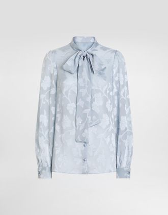 Dolce & Gabbana Floral Fil Coupé Jacquard Chiffon Shirt - Woman Shirts And Tops Azure 36