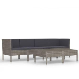 vidaXL 6 Pcs Garden Lounge Set Con Coj&iacute;n Mimbre Pe Gray
