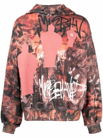 Misbhv Fight Club graffiti-print hoodie - Black