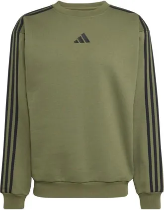 adidas Essentials 3-Stripes Fleece Sweatshirt Pullover f&uuml;r Herren | oliv