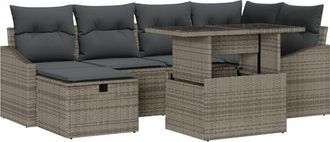 vidaXL Vidaxl - Garden Sofa Set Height-Adjustable 7 pcs Grey Poly Rattan