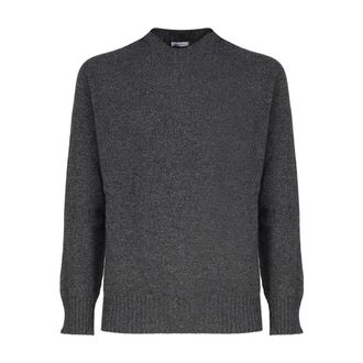 Malo Round-neck Knitwear, male, Gray, Size: 3XL Italian Grey Cashmere Sweater