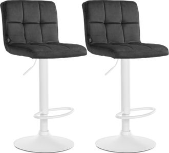 Clp Clp - Set De 2 Taburetes De Bar Peru En Terciopelo Gris Oscuro Blanco