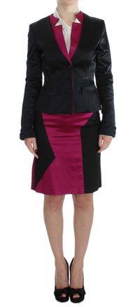 Exte Womens Twopiece Satin Suit - Black - Size EU 40 (Womens)