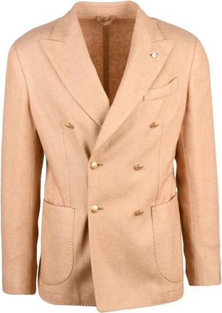 L.B.M. 1911 L.b.m. 1911, Kostuums, Heren, Beige, XL, Wol, Dubbelrijige Jas