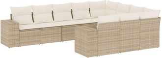 vidaXL Juego De Sof&aacute;s Jard&iacute;n Con Cojines Beige 10 Pzas Rat&aacute;n Sint&eacute;tico Vidaxl