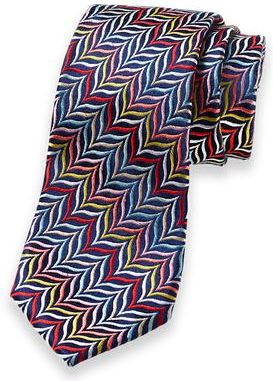 Paul Fredrick Patterned Woven Silk Tie in Black Multi at Nordstrom