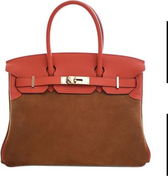 Herm&egrave;s 2014 Swift and Suede Grizzly Touch Birkin Retourne 30 handbag - Arancione