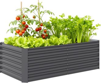 OEM Jardinera Exterior Grande Rectangular De Acero Galvanizado Para Terraza Con Base Abierta 180x90x57,5 Cm Gris