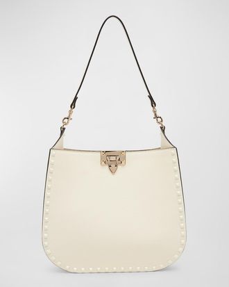 Valentino Garavani Small Rockstud Leather Hobo Bag