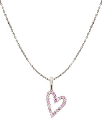 Made by Mary Pink CZ Heart Charm Necklace in Silver at Nordstrom, Size 16