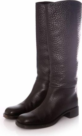 Prada Prada, zwarte laarzen van generfd leer