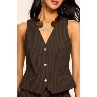 Ramy Brook Tatum Vest in Brown Pinstripe at Nordstrom, Size 10