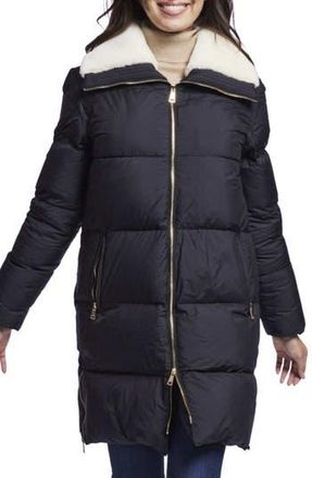 Blue Duck Water Resistant 700 Fill Power Down Coat with Genuine Shearling Trim in Black at Nordstrom Rack, Size X-Large