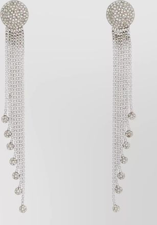 Alessandra Rich metal earrings dangling chains and crystals