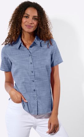 Casual Looks Hemdbluse CASUAL LOOKS, Damen, Gr. 36, jeansblau, wei&szlig;, gemustert, 50% Baumwolle, 50% Polyester, gemustert, mehrfarbig, Blusen Hemdbluse