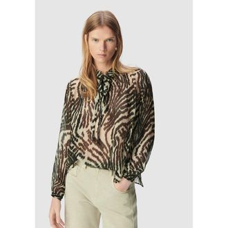 Ikks Blouse met lange mouwen en zebraprint, strikhals