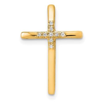 Diamond2Deal 10K Gold.03ct. Diamond Cross Chain Slide Pendant