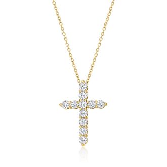 Ross-Simons Lab-Grown Diamond Cross Pendant Necklace in 18kt Gold Over Sterling