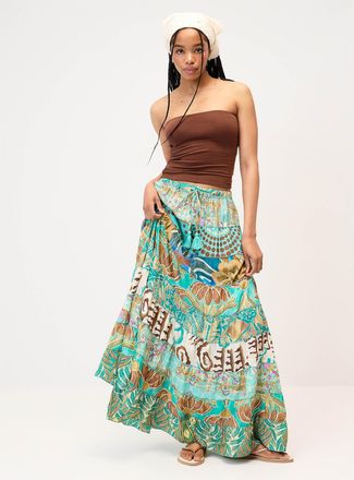 Twik Womens Colourful paisley pattern peasant skirt