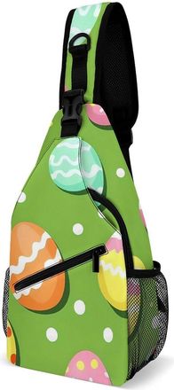 Generic Easter Eggs Pattern Mens Crossbody Chest Sling Bag for Travel Hiking Lightweight Shoulder Bags with Small Side