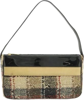 Burberry Pre-owned Tas van Wol en Su&egrave;de - Dames - Vintage Schoudertas - Beige - ONE Size - Wol - Vintage
