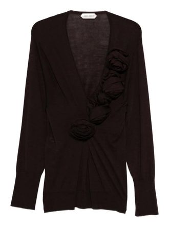 Alberta Ferretti floral-appliqué blouse - women - Wool - 38 - Red