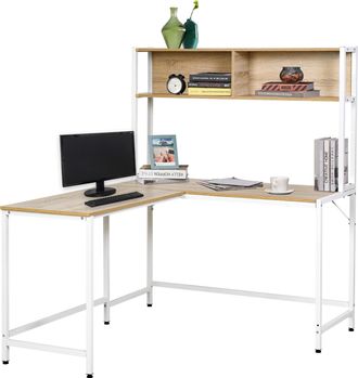 HOMCOM Homcom - Escritorio De Ordenador En Forma De L Con Estantes Abiertos 140x125x149 Cm