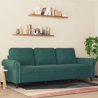vidaXL Vidaxl - Sof&aacute; De 3 Plazas Terciopelo Verde Oscuro 180 Cm