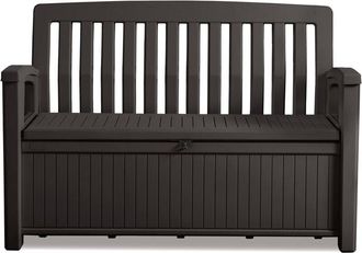 Dmora Dmora - Baúl de almacenamiento exterior Emarese, Cofre de jardín, Banco con almacenaje, Arcón para exteriores, 133x61 h89 cm, Antracita