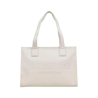 Love Moschino Handbags, female, Beige, Size: ONE SIZE Polyethylene Handbag with Textured Design