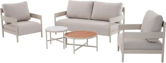 VENTE-UNIQUE.COM Conjunto de salón para jardín aluminio beige, crema