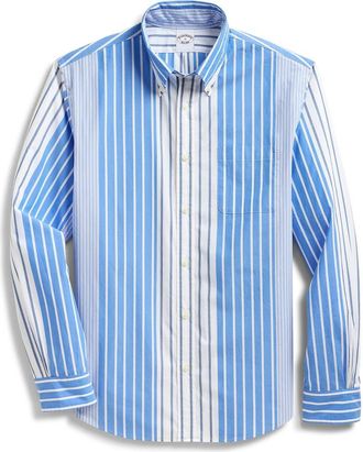 Brooks Brothers Friday Regular Fit Stripe Cotton Poplin Button-Down Shirt in Funstripe at Nordstrom, Size Xx-Large