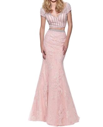 Sherri Hill Lace Mermaid Prom Dress In Blush