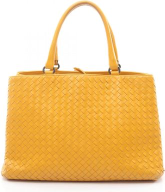 Bottega Veneta Yellow Intrecciato Handbag Tote Bag (Pre-Owned)