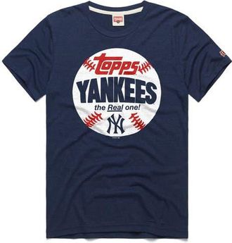 Homage Mens Homage Navy New York Yankees MLB x Topps Baseball The Real One Tri-Blend T-Shirt at Nordstrom, Size Medium