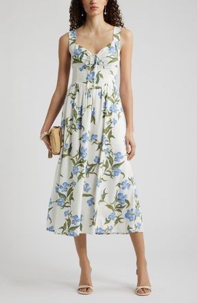 Chelsea28 Floral Midi Dress in Blue Poppy Play at Nordstrom, Size Xx-Small