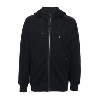 C.P. Company Zip-throughs, male, Blue, Size: 2XL Diagonal Raised Fleece Goggle Hooded Sweatshirt