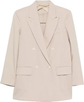 Max Mara Mxmmitico Double-Breasted Blazer - Dames - Blazers - Beige - XS - Wol - Jassen