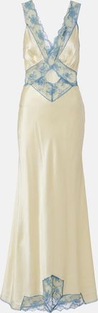 Sir. Lace-trimmed silk maxi dress