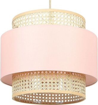 Beliani Pendant Lamp YUMURI Rattan Peach Pink