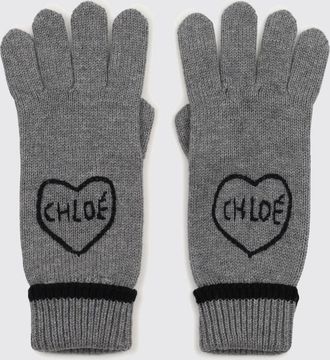Chlo&eacute; Guanti da bambina in misto cotone e lana con logo jacquard a contrasto