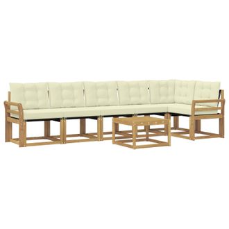 vidaXL Conjunto De Sof&aacute;s De Exterior Con Coj&iacute;n 7 Pcs Blanco Y Crema Vidaxl