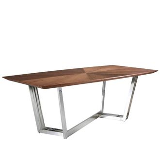 Angel Cerd&aacute; Oval Walnut Dining Table with Chrome Legs 220x110x77 in Brown
