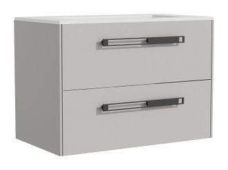 Vente-Unique Mueble de ba&ntilde;o suspendido con lavabo encastrado - Gris - 80 cm - FELNA