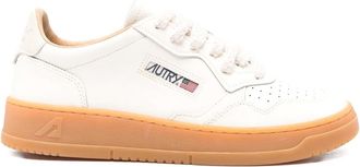 Autry White Medalist Sneakers With Brown Sole