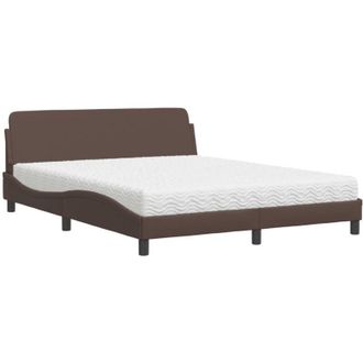vidaXL Vidaxl - Cama Con Colch&oacute;n Cuero Sint&eacute;tico Marr&oacute;n 160x200 Cm