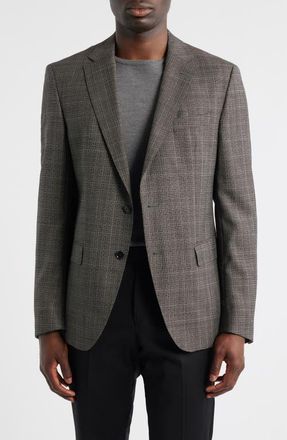 BOSS Hutson Crosshatch Virgin Wool Sport Coat in Dark Brown at Nordstrom, Size 34